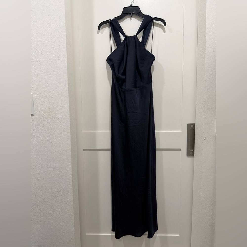 NEW H&M Satin Halter Dress- Navy (size M)
